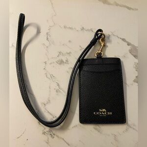 Coach lanyard Id badge black and gold